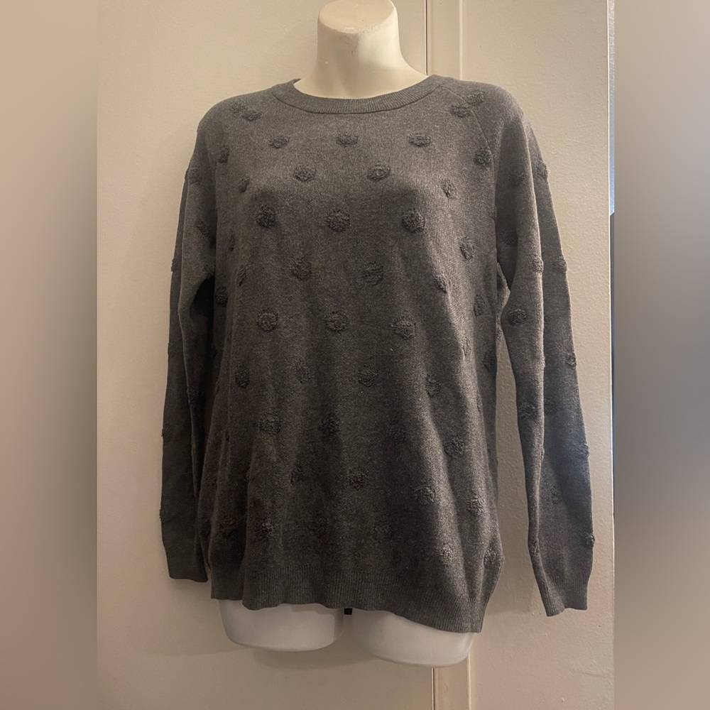 🚨New Leo & Nicole Ladies' Polka polka-dot crew-neck  Textured Circles - Picture 2 of 4